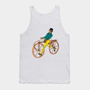 English boy athlete riding a vintage bicycle Tank Top